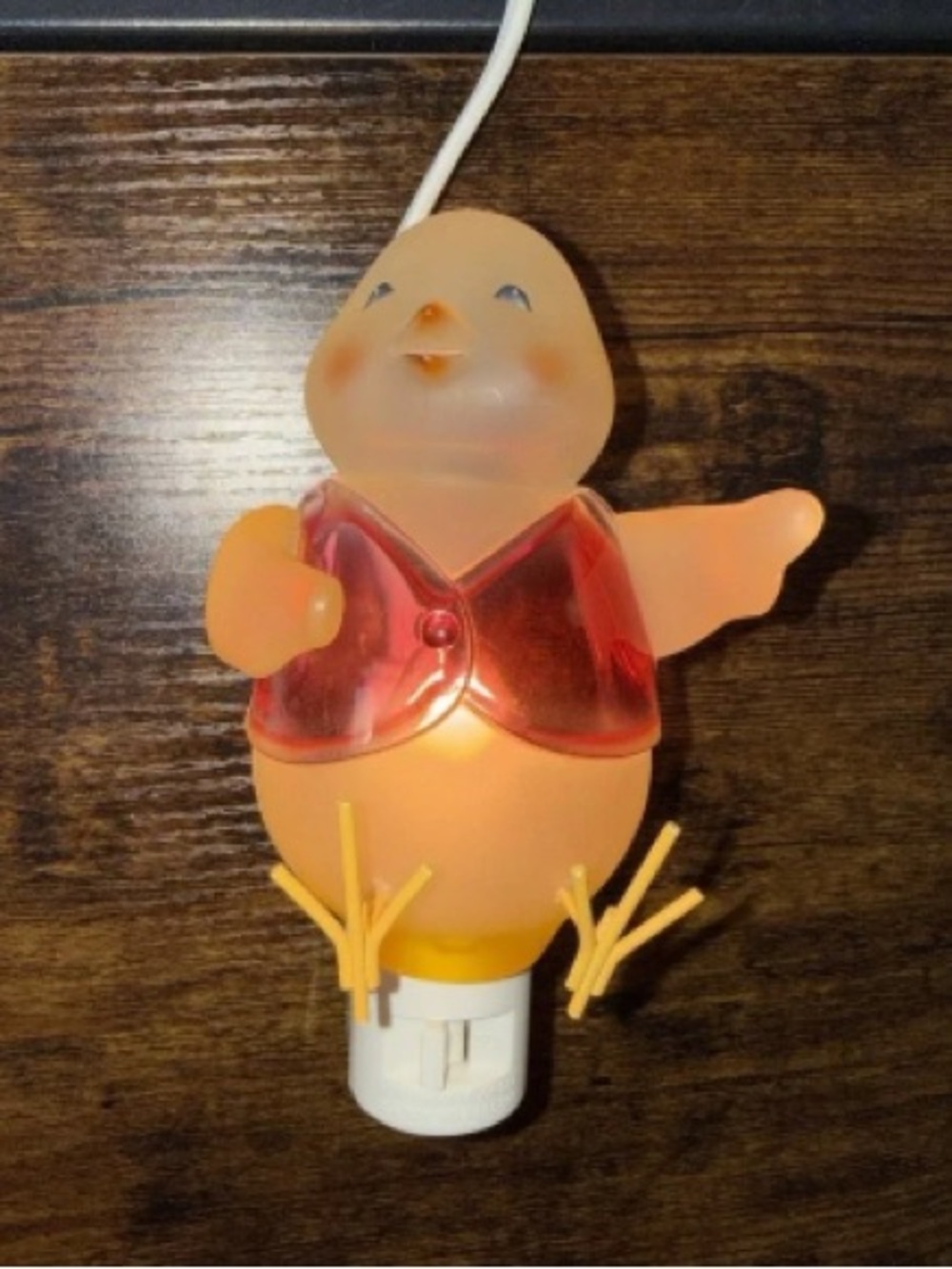 Cute Orange Chick Plug-In Night Light with Red Vest